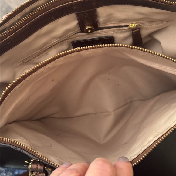 Coach Peyton Tote Satchel F24607 Metallic Bronze C Embossed Leather 2 Hang Tags - Picture 13 of 16